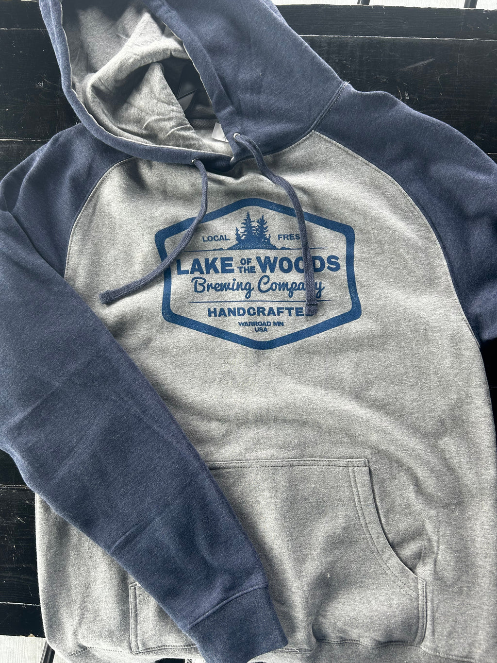 Blue and Gray Hoodie with Classic Blue Badge