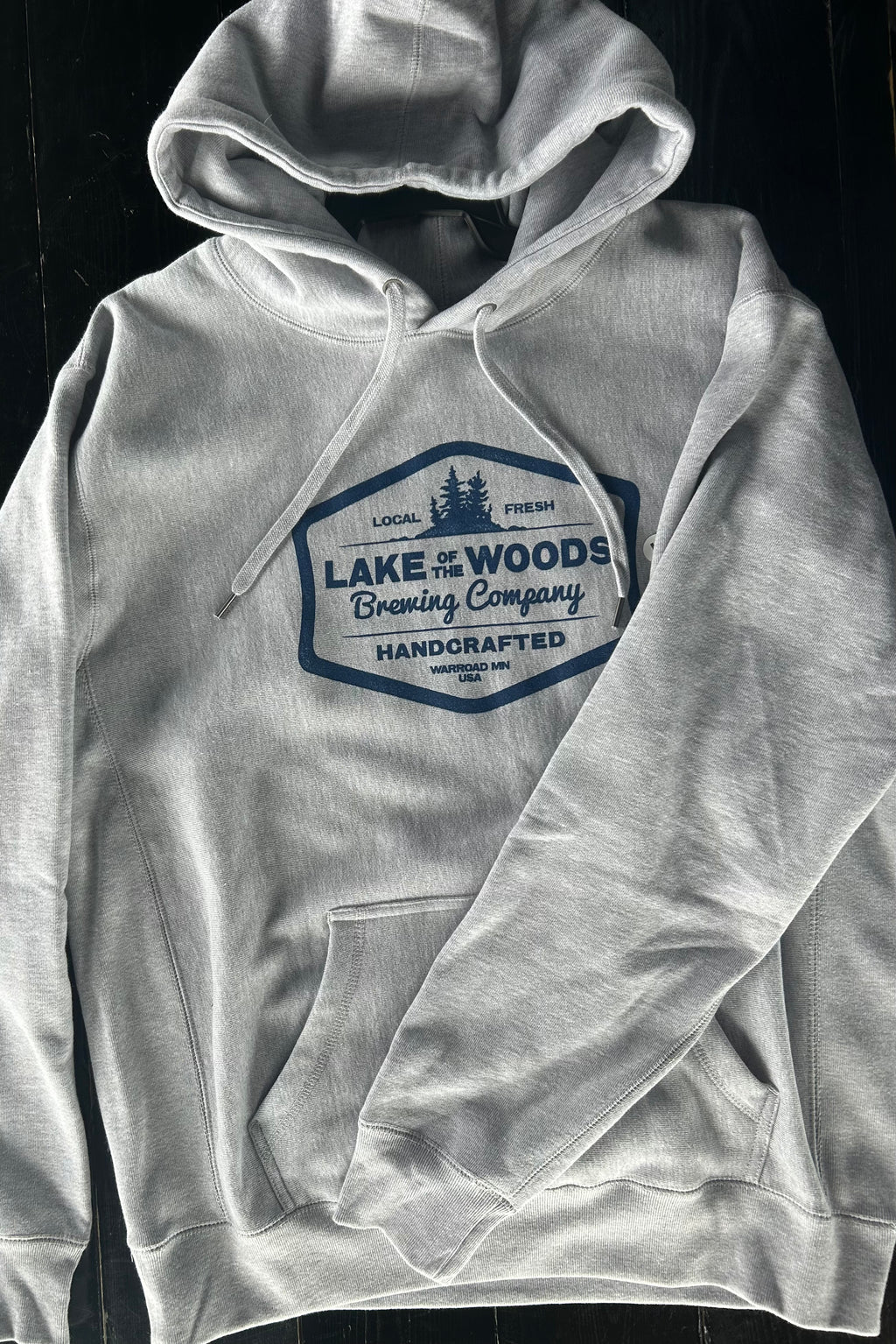 Gray Hoodie with Classic Blue Badge